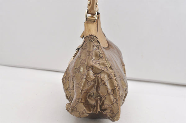 Authentic GUCCI GG Crystal Abbey Shoulder Bag GG PVC Leather 190525 Gold 1576J