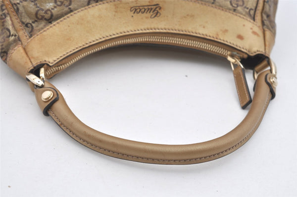 Authentic GUCCI GG Crystal Abbey Shoulder Bag GG PVC Leather 190525 Gold 1576J
