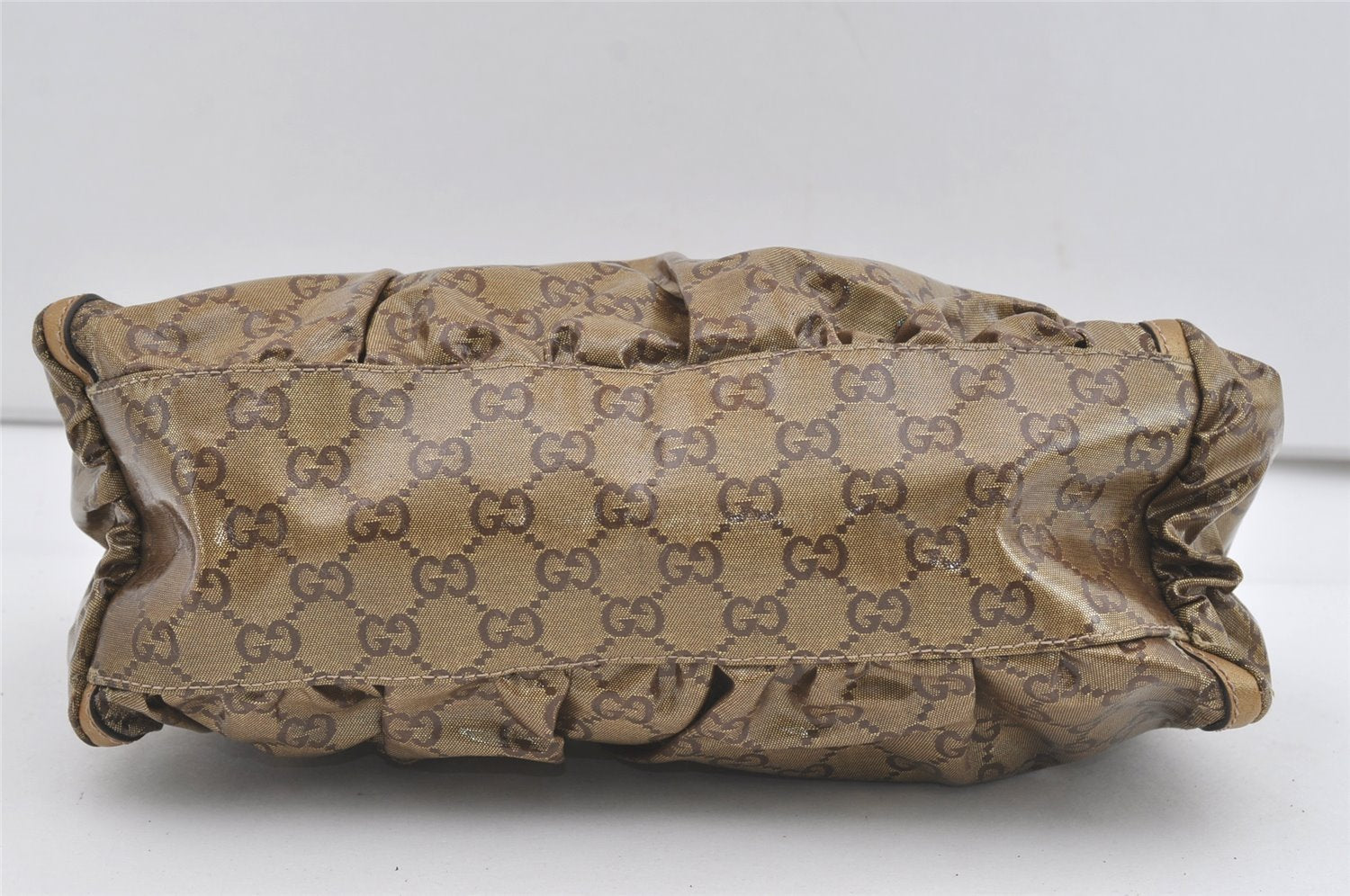 Authentic GUCCI GG Crystal Abbey Shoulder Bag GG PVC Leather 190525 Gold 1576J