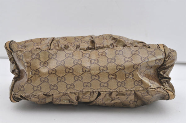 Authentic GUCCI GG Crystal Abbey Shoulder Bag GG PVC Leather 190525 Gold 1576J