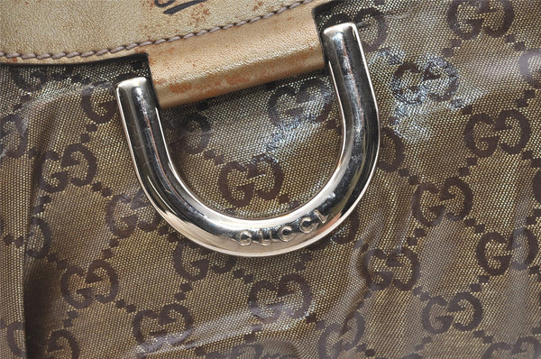 Authentic GUCCI GG Crystal Abbey Shoulder Bag GG PVC Leather 190525 Gold 1576J