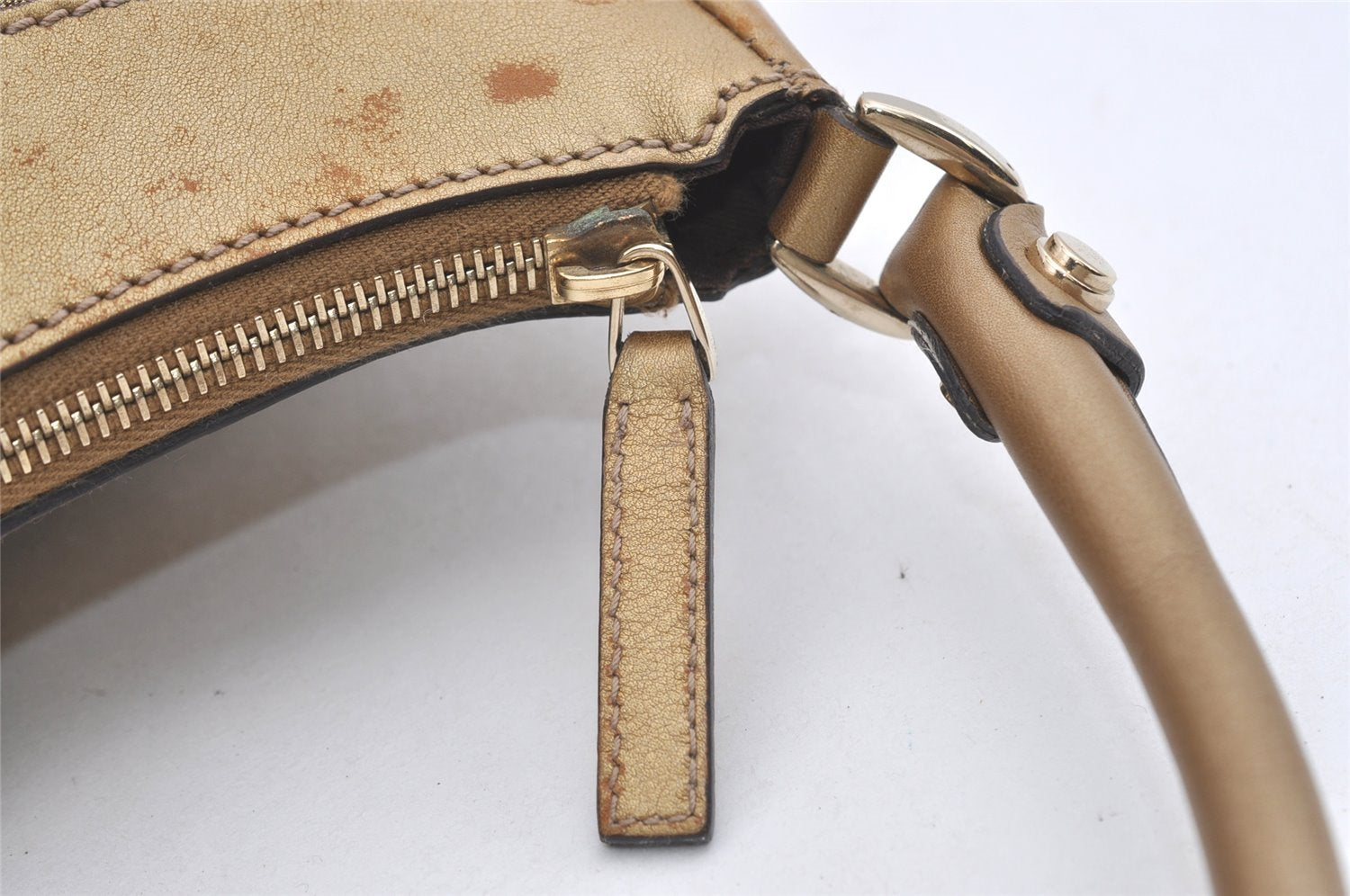 Authentic GUCCI GG Crystal Abbey Shoulder Bag GG PVC Leather 190525 Gold 1576J