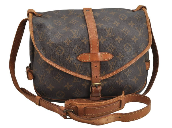 Authentic Louis Vuitton Monogram Saumur 30 Shoulder Cross Bag M42256 LV 1576K