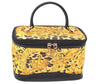 Authentic Gianni Versace Sunburst Flower Vanity Bag PVC Leather Yellow 1579I