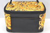 Authentic Gianni Versace Sunburst Flower Vanity Bag PVC Leather Yellow 1579I