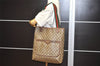 Authentic GUCCI Web Sherry Line Shoulder Tote Bag GG PVC Leather Brown 1581I