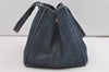 Authentic PRADA Vintage DENIM Canapa M Tote Hand Bag B1877B Blue 1582J