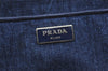 Authentic PRADA Vintage DENIM Canapa M Tote Hand Bag B1877B Blue 1582J