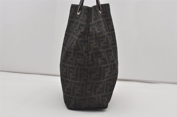 Authentic FENDI Zucca Vintage Tote Hand Bag Purse Nylon Leather Brown 1583I