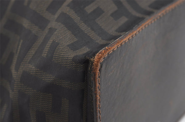 Authentic FENDI Zucca Vintage Tote Hand Bag Purse Nylon Leather Brown 1583I
