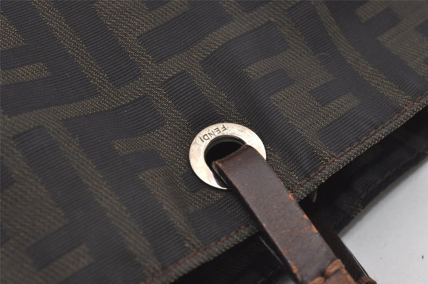 Authentic FENDI Zucca Vintage Tote Hand Bag Purse Nylon Leather Brown 1583I