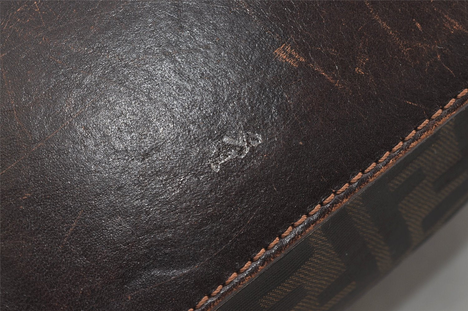 Authentic FENDI Zucca Vintage Tote Hand Bag Purse Nylon Leather Brown 1583I