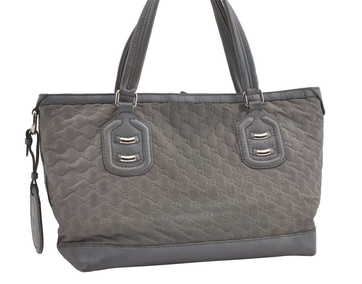 Authentic GUCCI Vintage Shoulder Tote Bag GG Neoprene Leather 241101 Gray 1583J