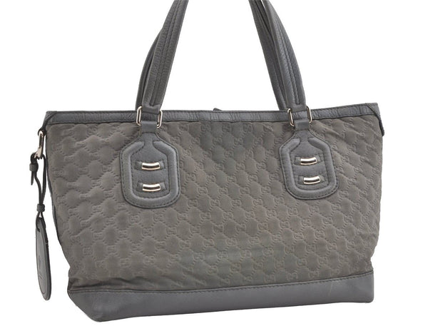 Authentic GUCCI Vintage Shoulder Tote Bag GG Neoprene Leather 241101 Gray 1583J