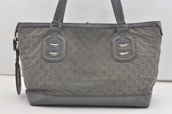 Authentic GUCCI Vintage Shoulder Tote Bag GG Neoprene Leather 241101 Gray 1583J