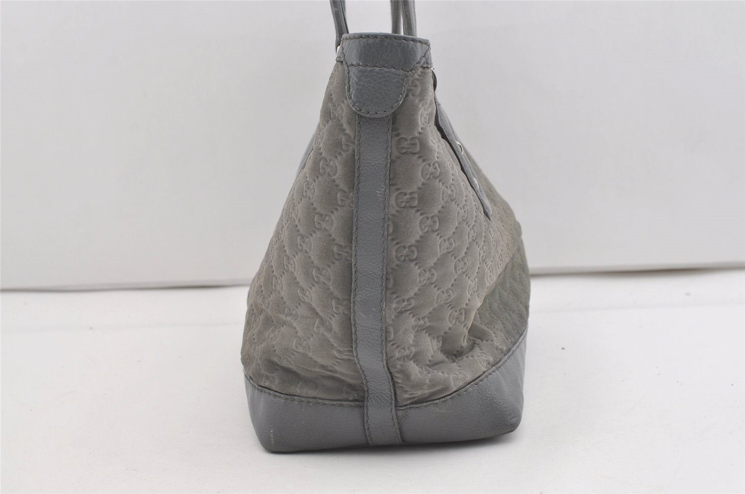 Authentic GUCCI Vintage Shoulder Tote Bag GG Neoprene Leather 241101 Gray 1583J