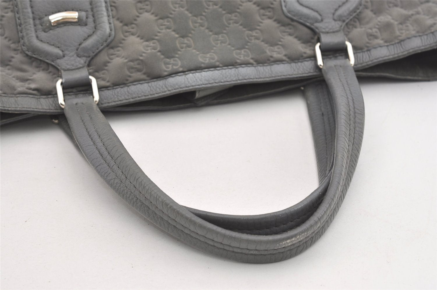 Authentic GUCCI Vintage Shoulder Tote Bag GG Neoprene Leather 241101 Gray 1583J