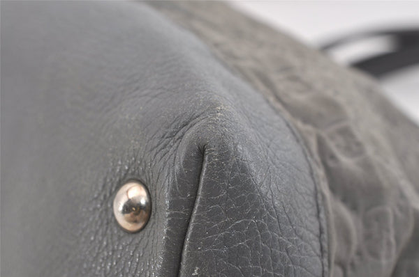 Authentic GUCCI Vintage Shoulder Tote Bag GG Neoprene Leather 241101 Gray 1583J