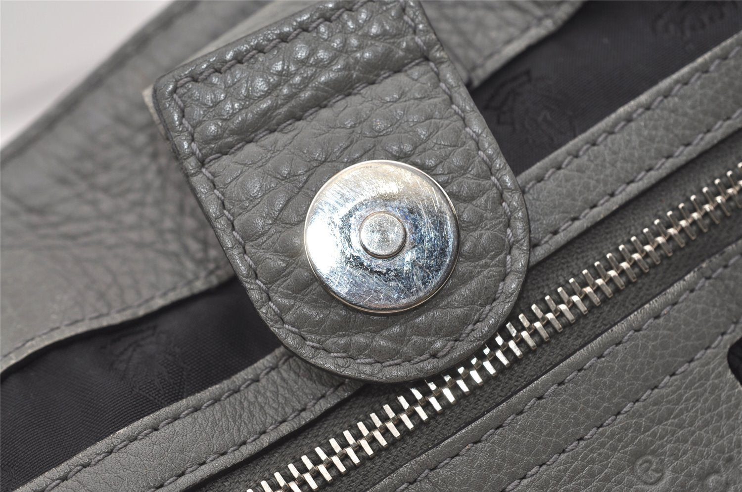 Authentic GUCCI Vintage Shoulder Tote Bag GG Neoprene Leather 241101 Gray 1583J