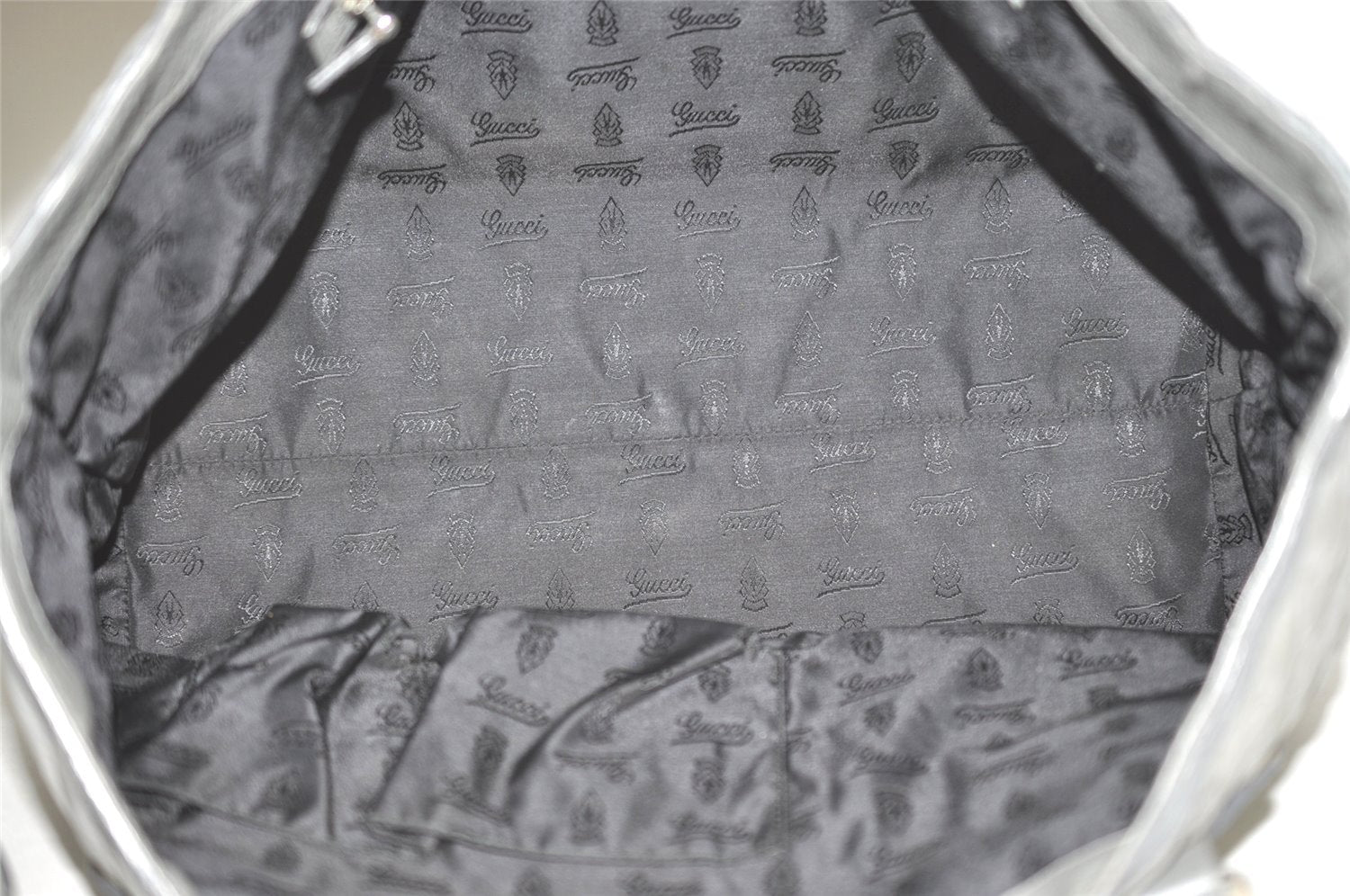 Authentic GUCCI Vintage Shoulder Tote Bag GG Neoprene Leather 241101 Gray 1583J