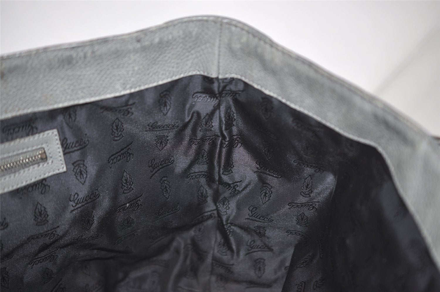 Authentic GUCCI Vintage Shoulder Tote Bag GG Neoprene Leather 241101 Gray 1583J