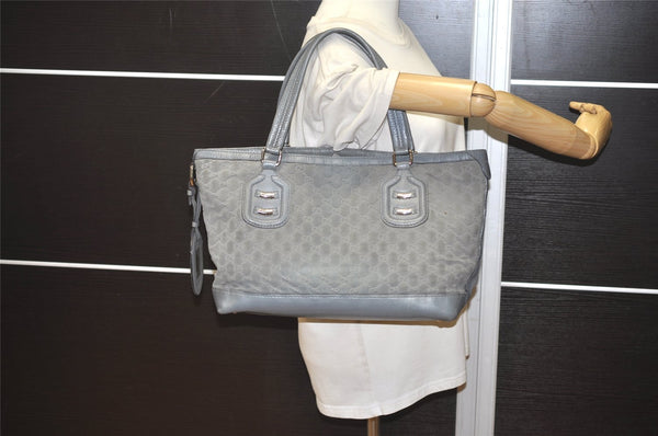 Authentic GUCCI Vintage Shoulder Tote Bag GG Neoprene Leather 241101 Gray 1583J