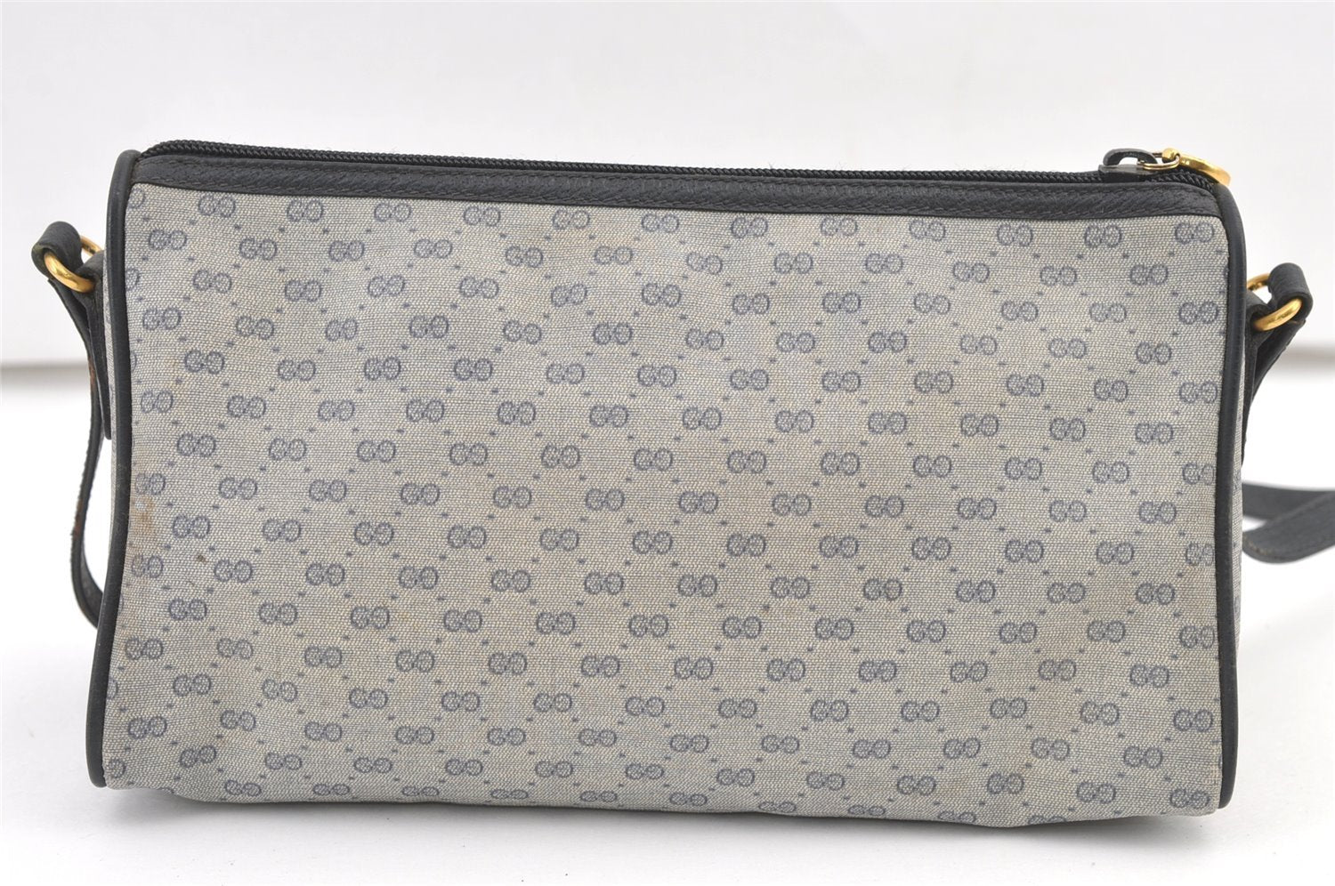 Authentic GUCCI Micro GG PVC Leather Shoulder Cross Body Bag Navy Blue 1583K