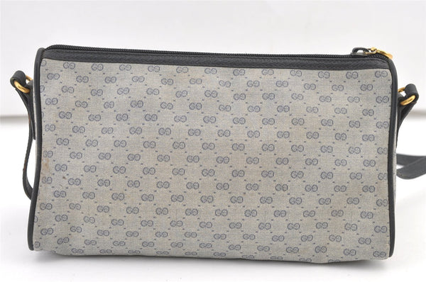 Authentic GUCCI Micro GG PVC Leather Shoulder Cross Body Bag Navy Blue 1583K