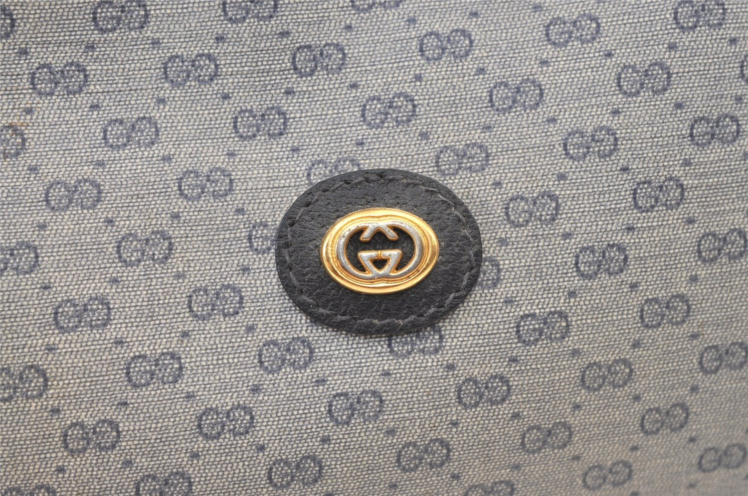 Authentic GUCCI Micro GG PVC Leather Shoulder Cross Body Bag Navy Blue 1583K