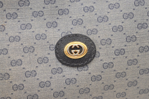 Authentic GUCCI Micro GG PVC Leather Shoulder Cross Body Bag Navy Blue 1583K