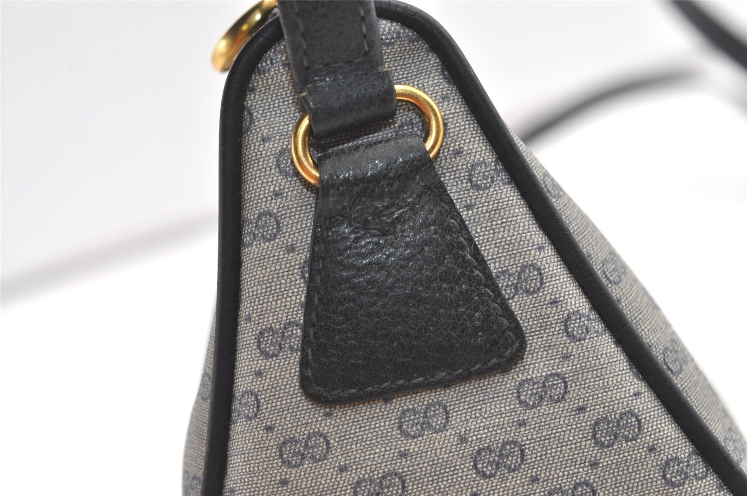 Authentic GUCCI Micro GG PVC Leather Shoulder Cross Body Bag Navy Blue 1583K