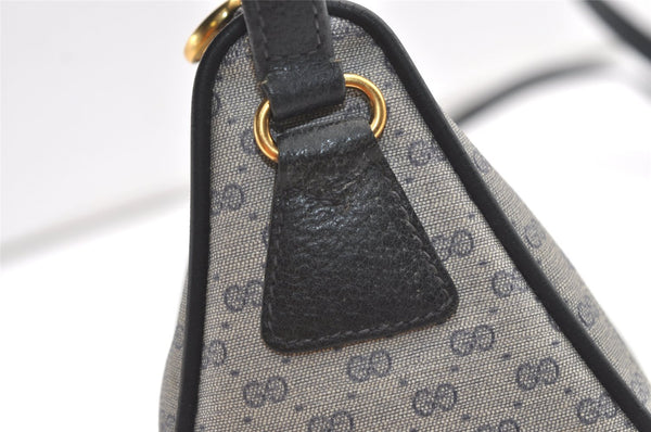 Authentic GUCCI Micro GG PVC Leather Shoulder Cross Body Bag Navy Blue 1583K