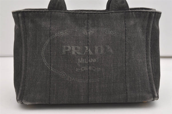 Authentic PRADA Vintage Canapa SS Denim 2Way Shoulder Hand Bag Purse Gray 1584J