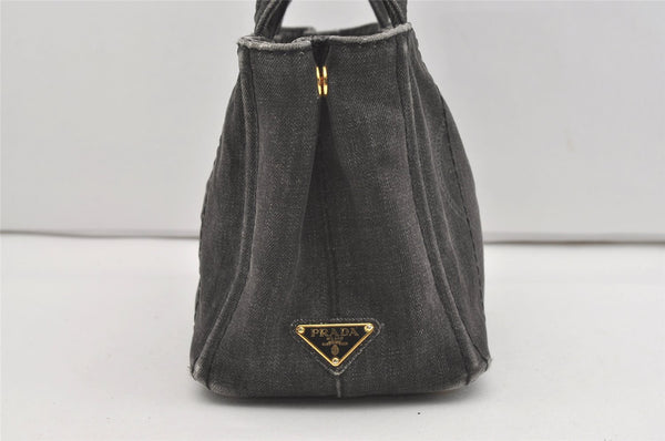 Authentic PRADA Vintage Canapa SS Denim 2Way Shoulder Hand Bag Purse Gray 1584J