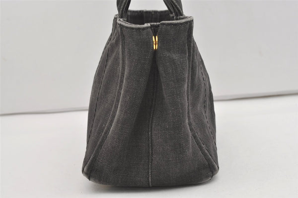 Authentic PRADA Vintage Canapa SS Denim 2Way Shoulder Hand Bag Purse Gray 1584J