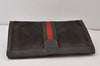 Authentic GUCCI Web Sherry Line Clutch Hand Bag Purse Suede Leather Brown 1584K