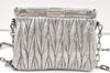 Authentic MIU MIU Matelasse Leather Chain Shoulder Cross Bag Purse Silver 1586K