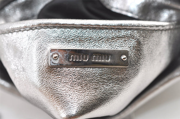 Authentic MIU MIU Matelasse Leather Chain Shoulder Cross Bag Purse Silver 1586K