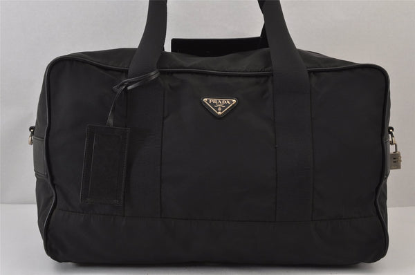 Authentic PRADA Nylon Leather 2Way Travel Boston Bag VS001S Black 1587K