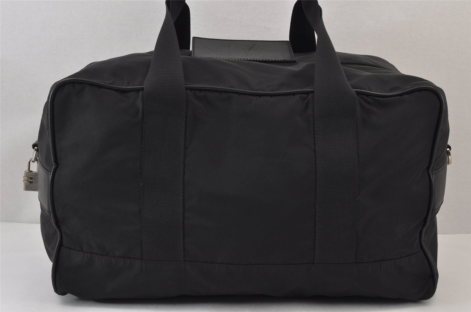 Authentic PRADA Nylon Leather 2Way Travel Boston Bag VS001S Black 1587K
