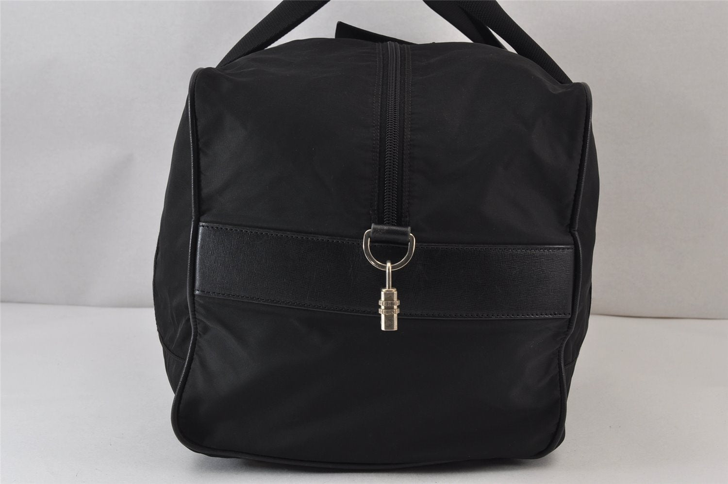 Authentic PRADA Nylon Leather 2Way Travel Boston Bag VS001S Black 1587K