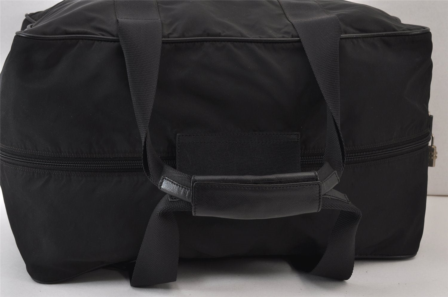 Authentic PRADA Nylon Leather 2Way Travel Boston Bag VS001S Black 1587K
