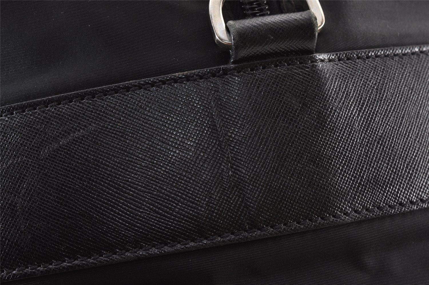 Authentic PRADA Nylon Leather 2Way Travel Boston Bag VS001S Black 1587K