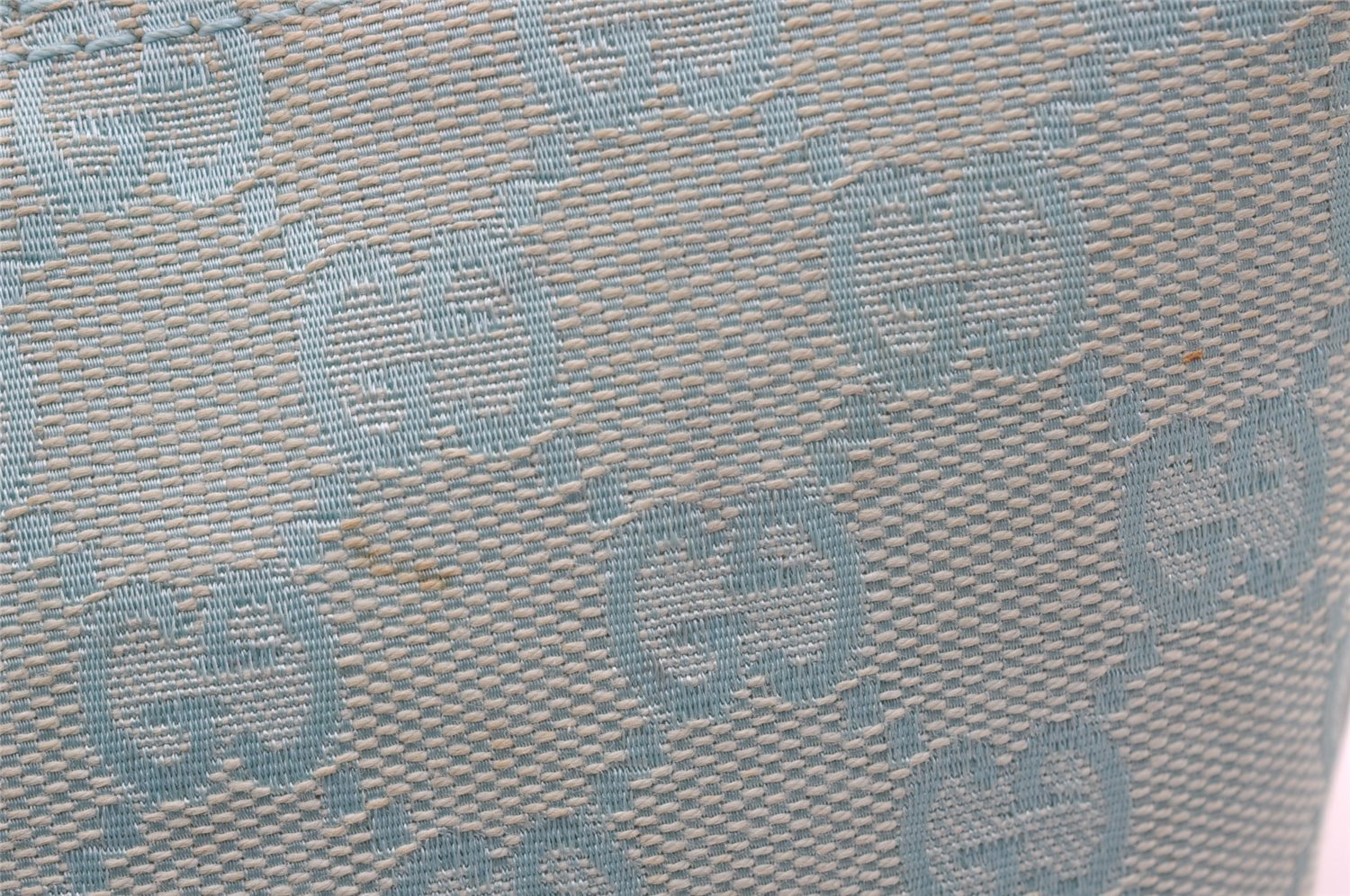 Authentic GUCCI Hand Bag Pouch Purse GG Canvas Leather 0391103 Blue 1588I