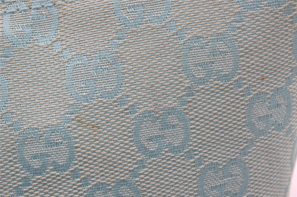 Authentic GUCCI Hand Bag Pouch Purse GG Canvas Leather 0391103 Blue 1588I