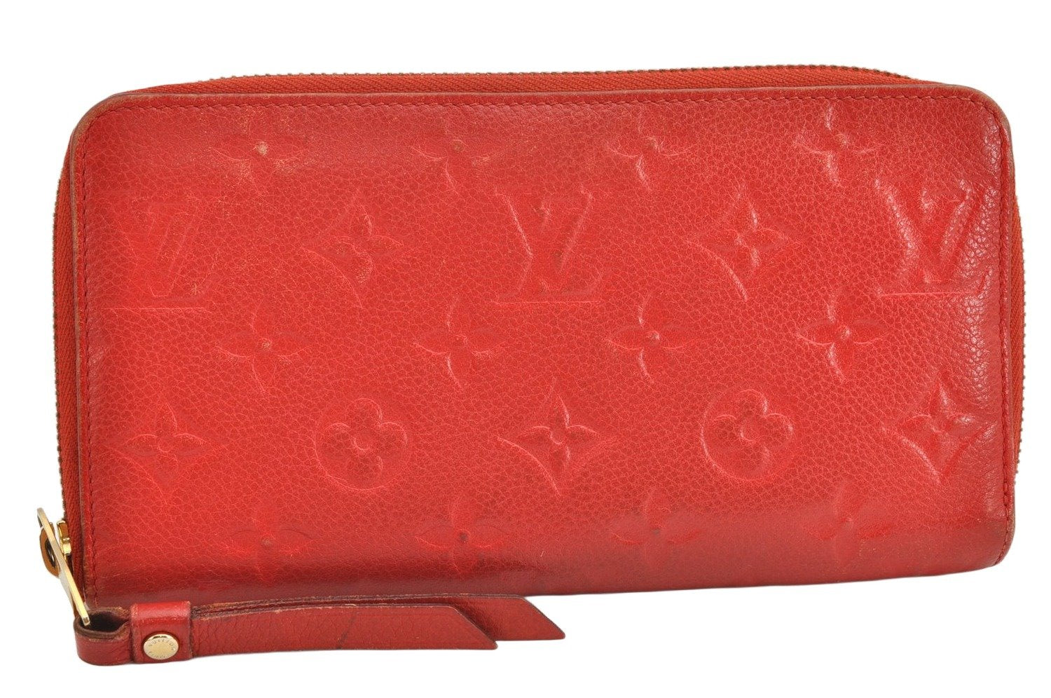 Auth Louis Vuitton Monogram Empreinte Portefeuille Secret Long Wallet Red 1590K