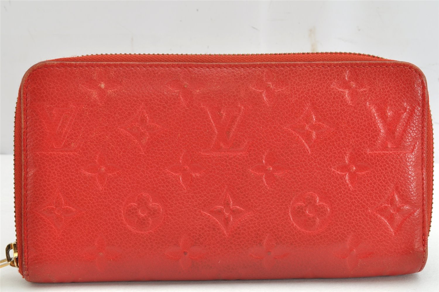 Auth Louis Vuitton Monogram Empreinte Portefeuille Secret Long Wallet Red 1590K