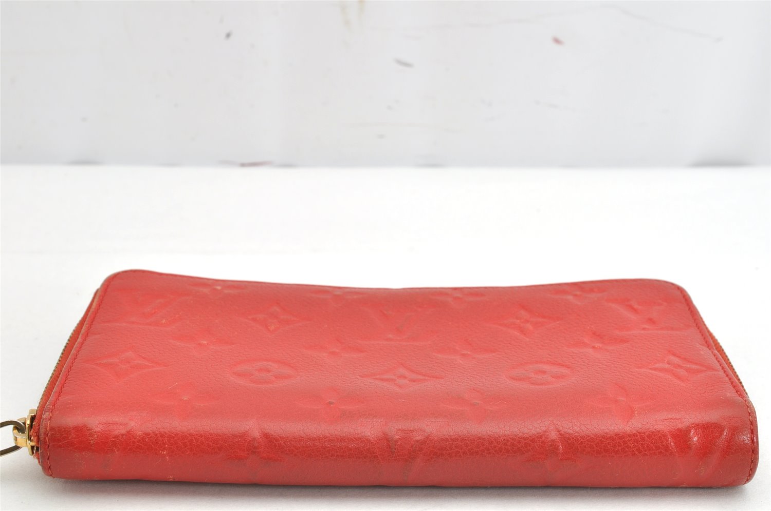 Auth Louis Vuitton Monogram Empreinte Portefeuille Secret Long Wallet Red 1590K