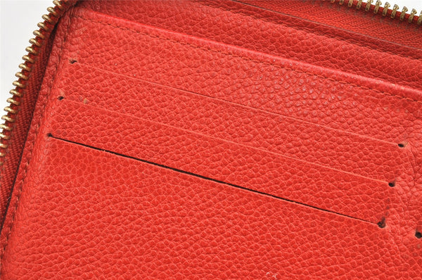 Auth Louis Vuitton Monogram Empreinte Portefeuille Secret Long Wallet Red 1590K