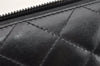 Authentic CHANEL Calf Skin Cambon Line CC Logo Long Wallet Purse Black 1591K